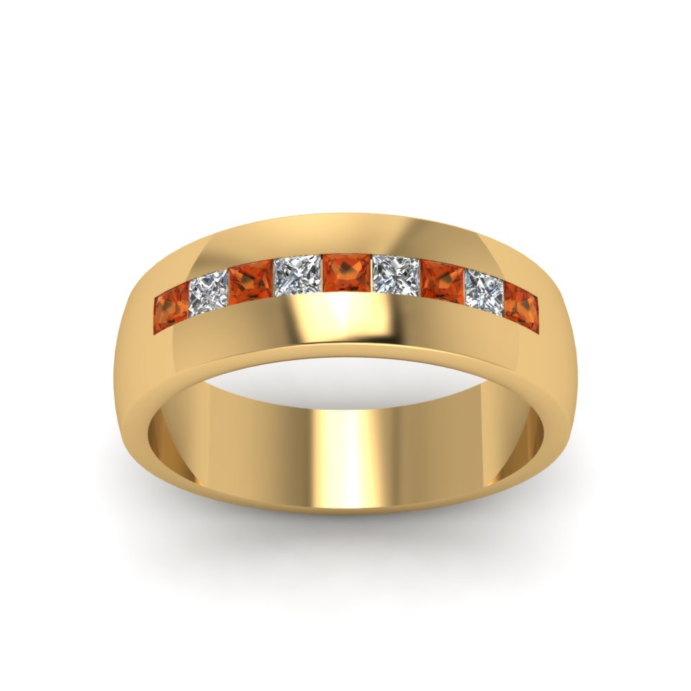 channel-set-princess-cut-diamond-band-for-men-with-orange-sapphire-in-14k-yellow-gold-fdmr1097gsaor-nl-yg