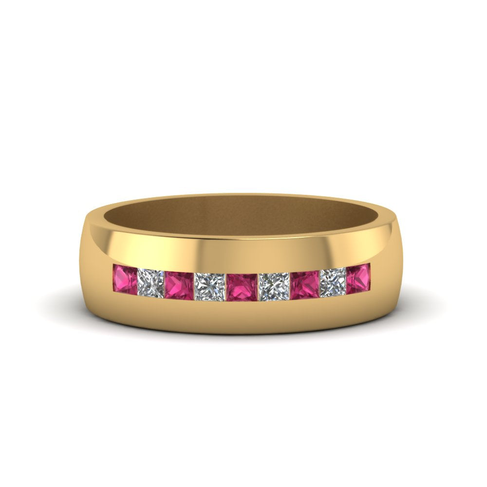 channel-set-princess-cut-diamond-band-for-men-with-pink-sapphire-in-14k-yellow-gold-fdmr1097gsadrpi-nl-yg