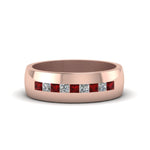 Load image into Gallery viewer, channel-set-princess-cut-diamond-band-for-men-with-ruby-in-14k-rose-gold-fdmr1097grudr-nl-rg
