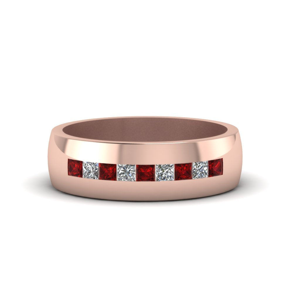 channel-set-princess-cut-diamond-band-for-men-with-ruby-in-14k-rose-gold-fdmr1097grudr-nl-rg