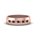 Thumbnail 7 - channel-set-princess-cut-diamond-band-for-men-with-ruby-in-14k-rose-gold-fdmr1097grudr-nl-rg