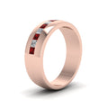 Thumbnail 9 - channel-set-princess-cut-diamond-band-for-men-with-ruby-in-14k-rose-gold-fdmr1097grudr-nl-rg