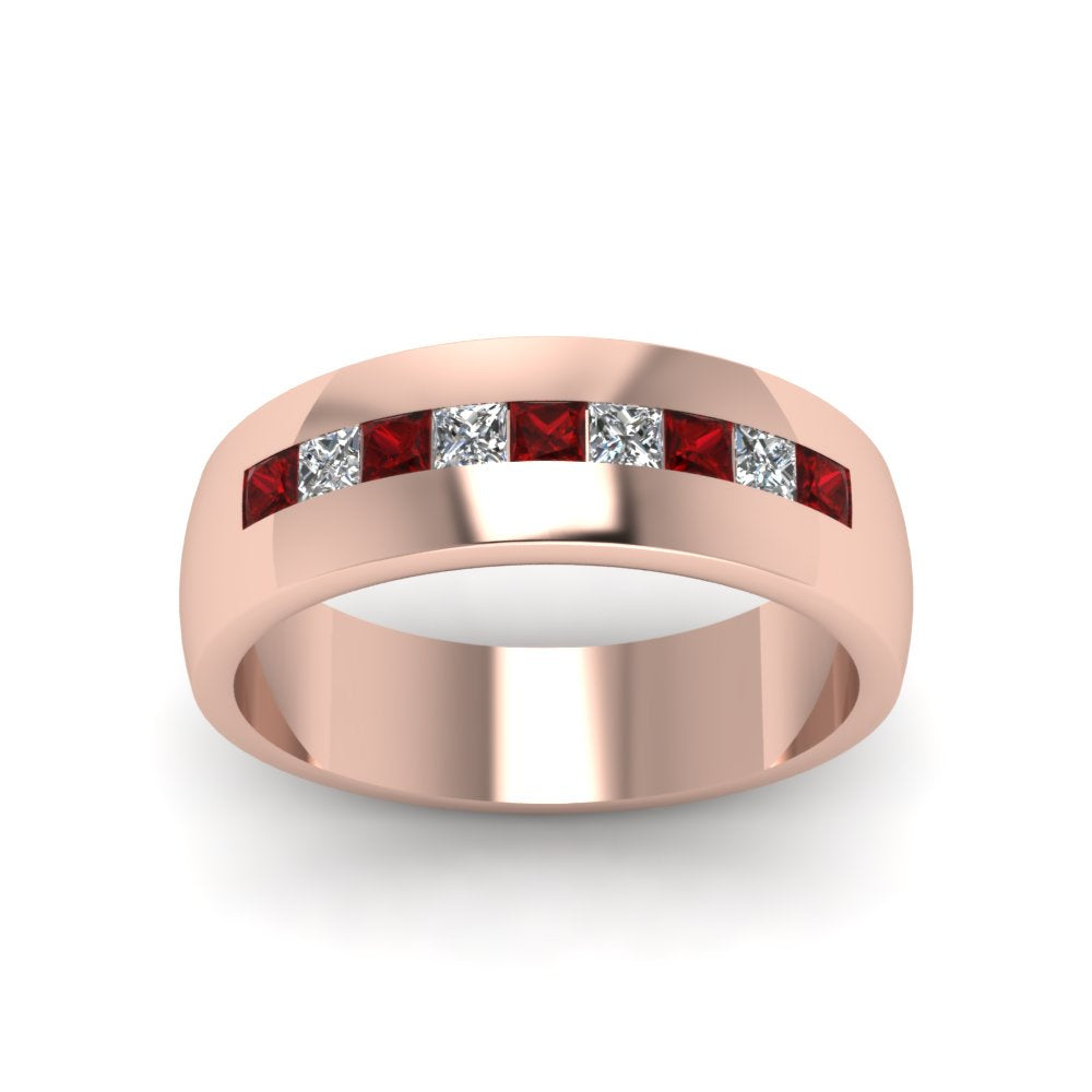 channel-set-princess-cut-diamond-band-for-men-with-ruby-in-14k-rose-gold-fdmr1097grudr-nl-rg