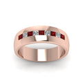 Thumbnail 8 - channel-set-princess-cut-diamond-band-for-men-with-ruby-in-14k-rose-gold-fdmr1097grudr-nl-rg