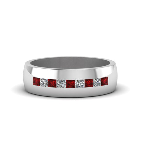 channel-set-princess-cut-diamond-band-for-men-with-ruby-in-14k-white-gold-fdmr1097grudr-nl-wg