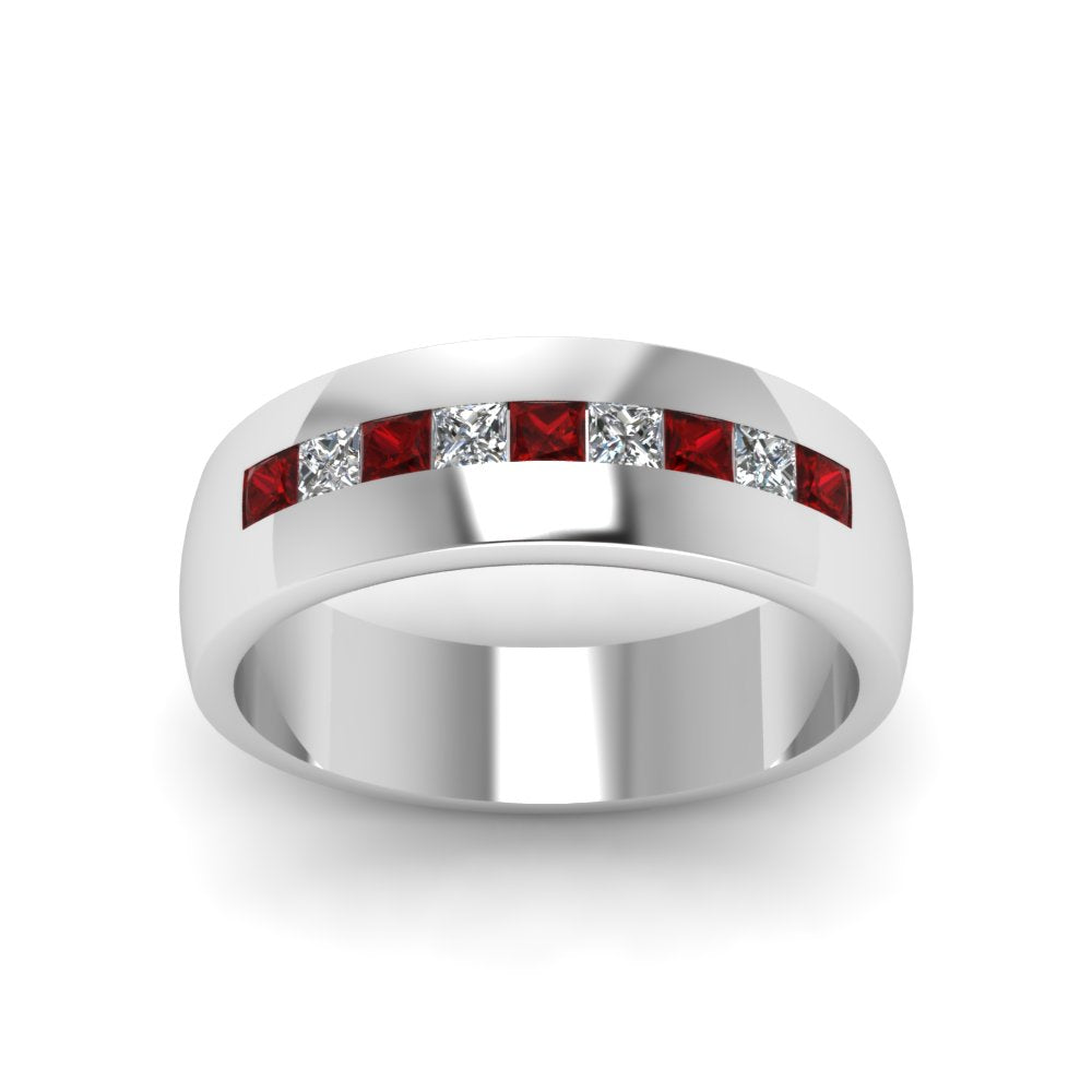 channel-set-princess-cut-diamond-band-for-men-with-ruby-in-14k-white-gold-fdmr1097grudr-nl-wg