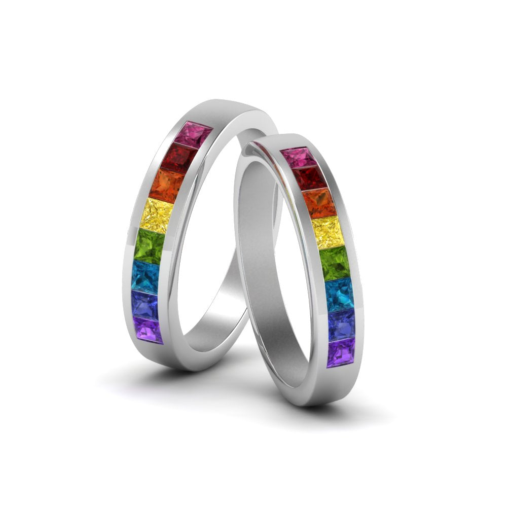 Channel Set Rainbow Ring For Lesbian