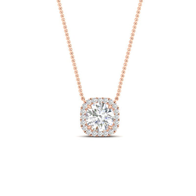 Charming Cushion Halo Round Pendant