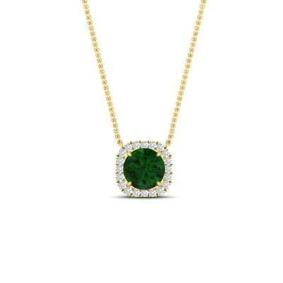 Charming Cushion Halo Round Pendant