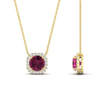 Load image into Gallery viewer, charming-round-pink-sapphire-halo-cushion-diamond-pendant-in-FDPD11396GSADRPIANGLE1-NL-YG
