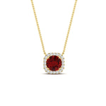 Load image into Gallery viewer, charming-round-ruby-halo-cushion-diamond-pendant-in-FDPD11396GRUDRANGLE1-NL-YG
