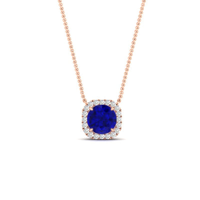 Charming Cushion Halo Round Pendant