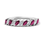 Load image into Gallery viewer, cheap-marquise-stack-diamond-band-with-pink-sapphire-in-white-gold-FD9726BGSADRPI-NL-WG.jpg
