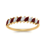 Load image into Gallery viewer, cheap-marquise-stack-diamond-band-with-ruby-in-yellow-gold-FD9726BGRUDR-NL-YG.jpg
