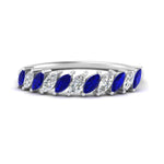 Load image into Gallery viewer, cheap-marquise-stack-diamond-band-with-sapphire-in-white-gold-FD9726BGSABL-NL-WG.jpg

