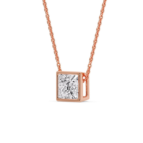 Princess Diamond Bezel Set Solitaire Pendant