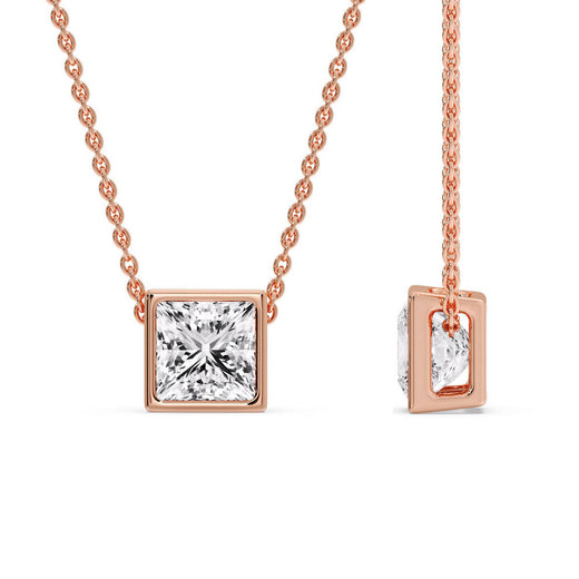 Princess Diamond Bezel Set Solitaire Pendant