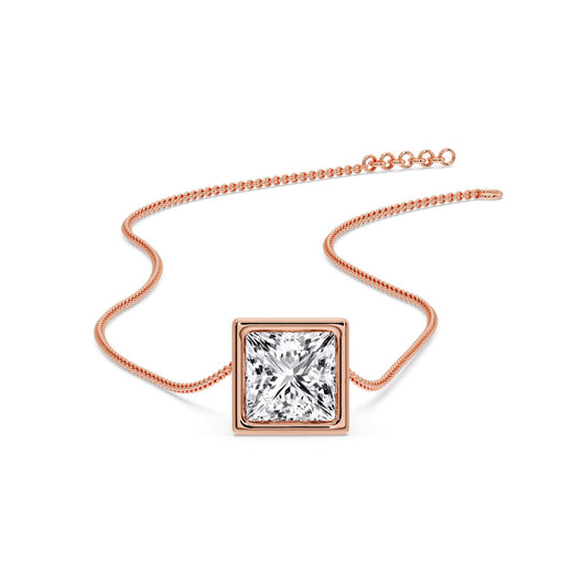Princess Diamond Bezel Set Solitaire Pendant