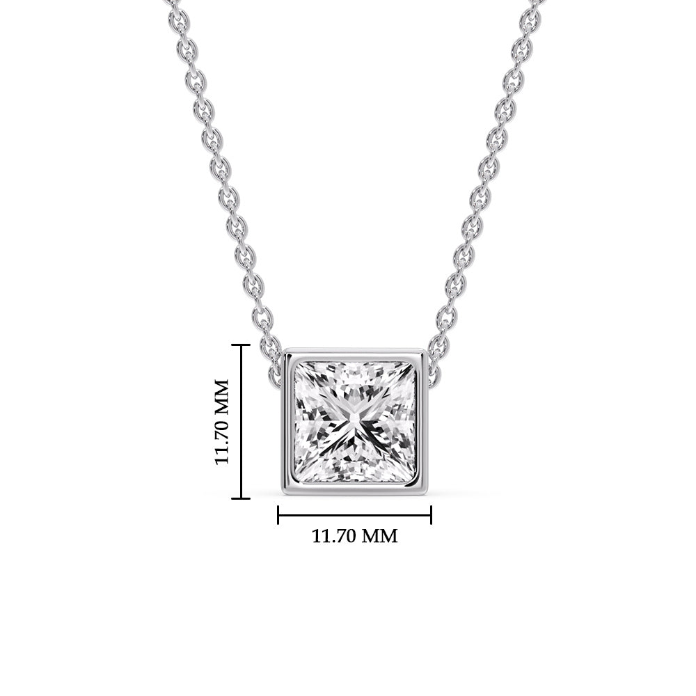 Princess Diamond Bezel Set Solitaire Pendant