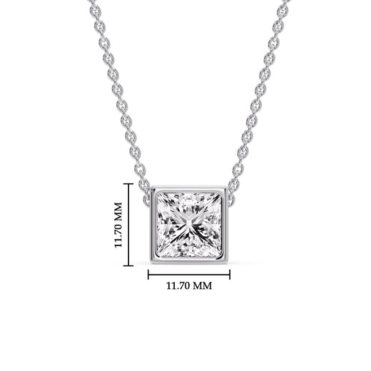 Princess Diamond Bezel Set Solitaire Pendant