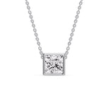 Load image into Gallery viewer, Princess Diamond Bezel Set Solitaire Pendant
