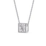 Load image into Gallery viewer, Princess Diamond Bezel Set Solitaire Pendant

