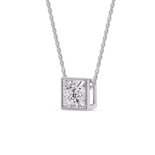 Princess Diamond Bezel Set Solitaire Pendant