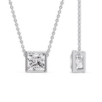Load image into Gallery viewer, Princess Diamond Bezel Set Solitaire Pendant
