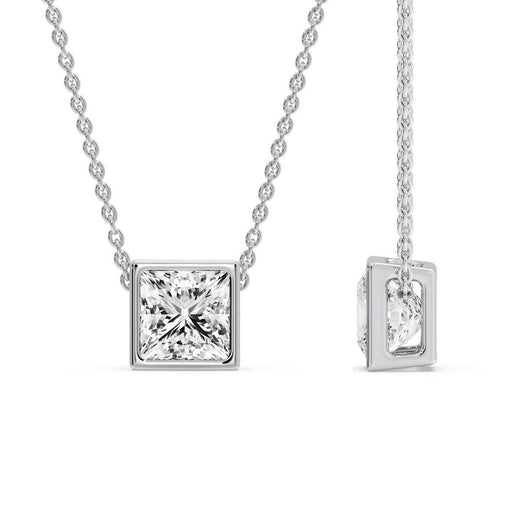 Princess Diamond Bezel Set Solitaire Pendant