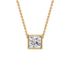 Load image into Gallery viewer, Princess Diamond Bezel Set Solitaire Pendant