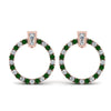 Load image into Gallery viewer, circle-stud-diamond-earring-with-emerald-in-rose-gold-FDEAR9221GEMGR-NL-RG