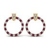 Load image into Gallery viewer, circle-stud-diamond-earring-with-pink-sapphire-in-yellow-gold-FDEAR9221GSADRPI-NL-YG