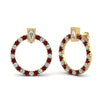 Load image into Gallery viewer, circle-stud-diamond-earring-with-ruby-in-yellow-gold-FDEAR9221GRUDR-NL-YG