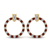 Load image into Gallery viewer, circle-stud-diamond-earring-with-ruby-in-yellow-gold-FDEAR9221GRUDR-NL-YG
