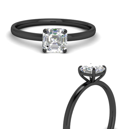 Asscher Cut 4 Prong Classic Solitaire Ring