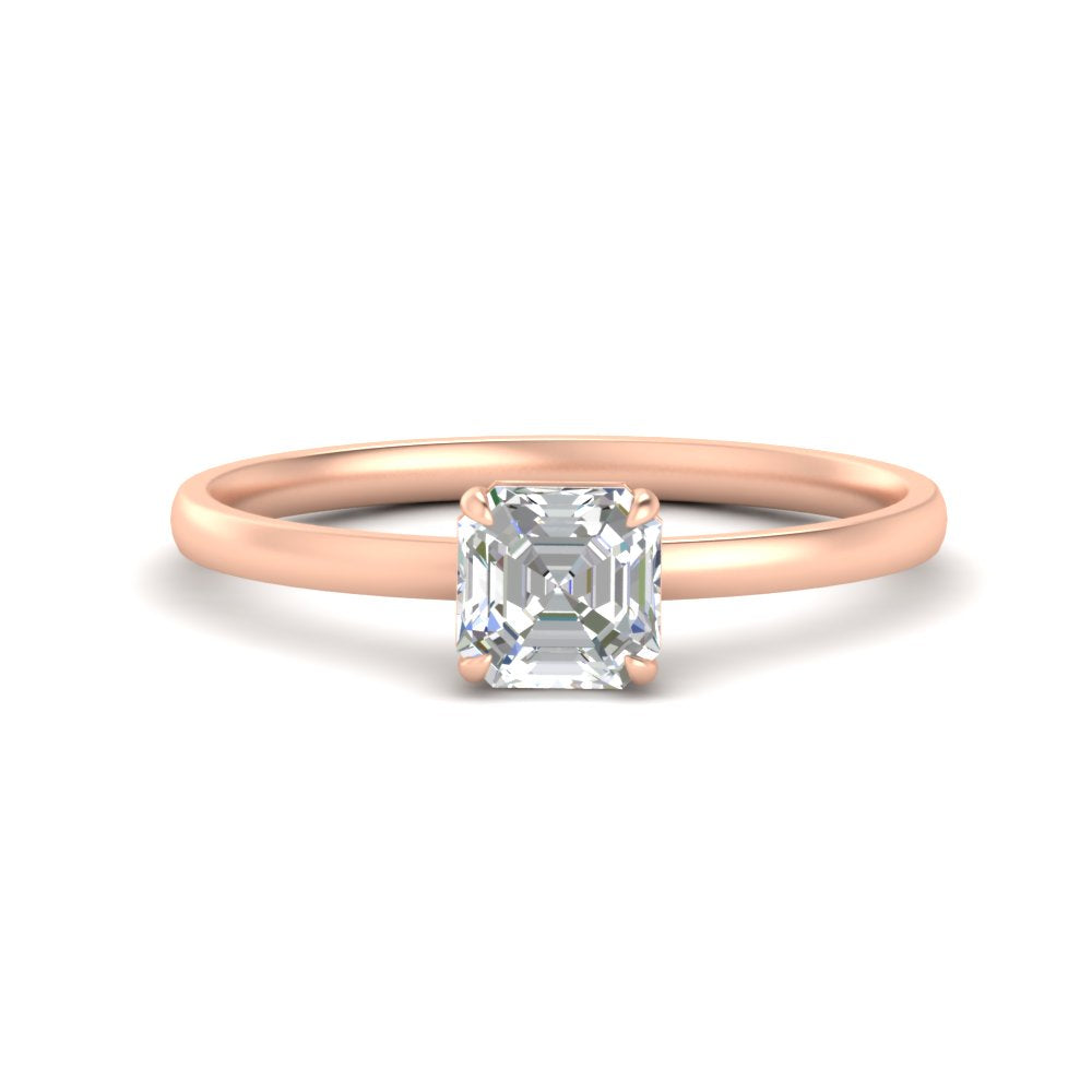Asscher Cut 4 Prong Classic Solitaire Ring