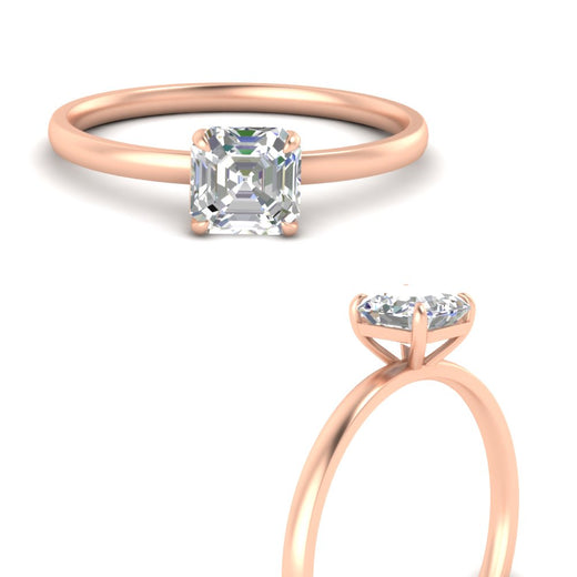 Asscher Cut 4 Prong Classic Solitaire Ring
