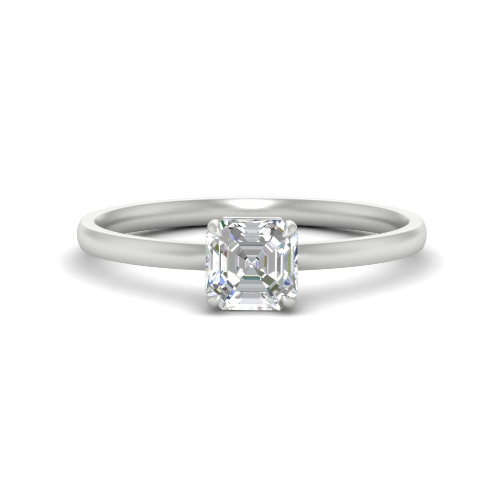 Asscher Cut 4 Prong Classic Solitaire Ring