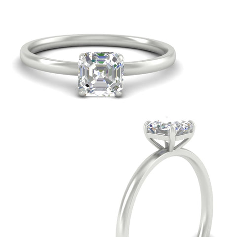 Asscher Cut 4 Prong Classic Solitaire Ring