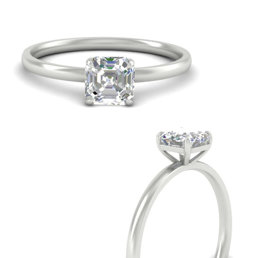 Asscher Cut 4 Prong Classic Solitaire Ring