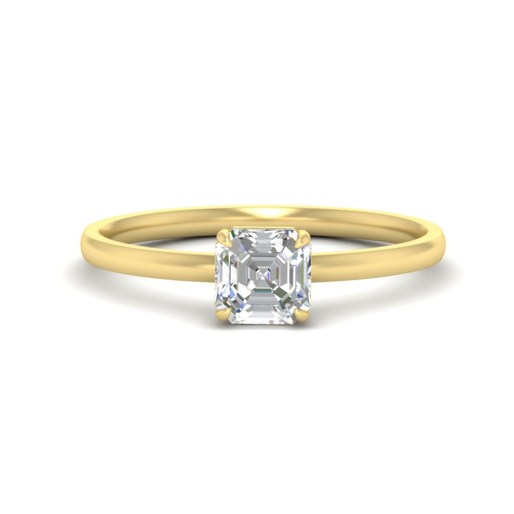 Asscher Cut 4 Prong Classic Solitaire Ring