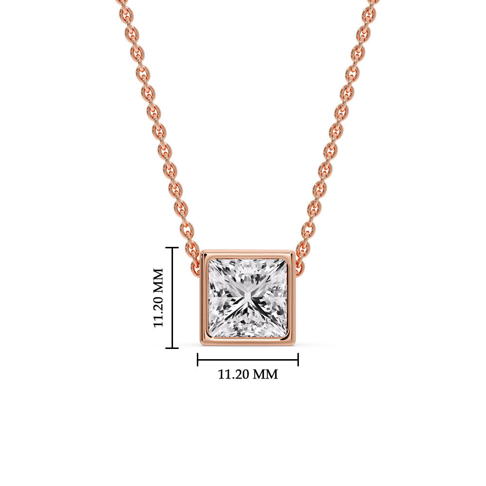 Princess Diamond Bezel Set Solitaire Pendant