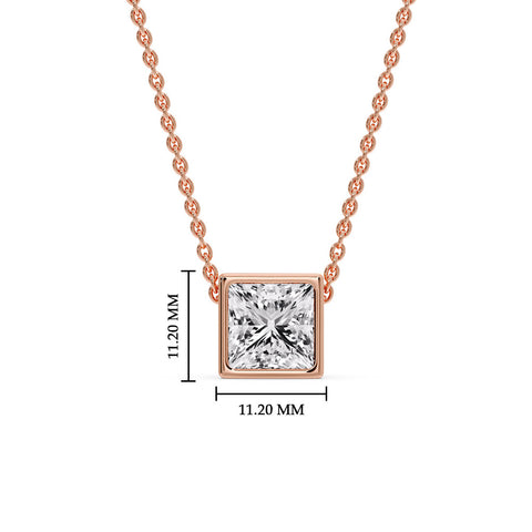 Princess Diamond Bezel Set Solitaire Pendant
