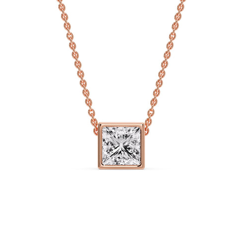 Princess Diamond Bezel Set Solitaire Pendant