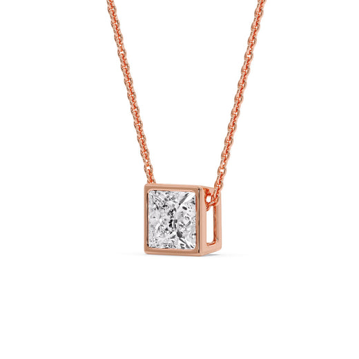 Princess Diamond Bezel Set Solitaire Pendant