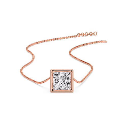 Princess Diamond Bezel Set Solitaire Pendant
