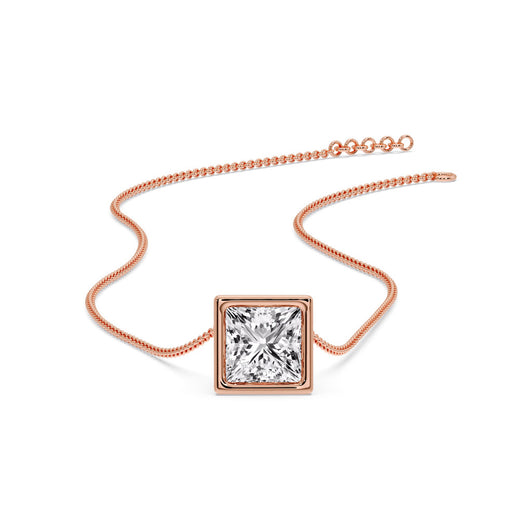 Princess Diamond Bezel Set Solitaire Pendant