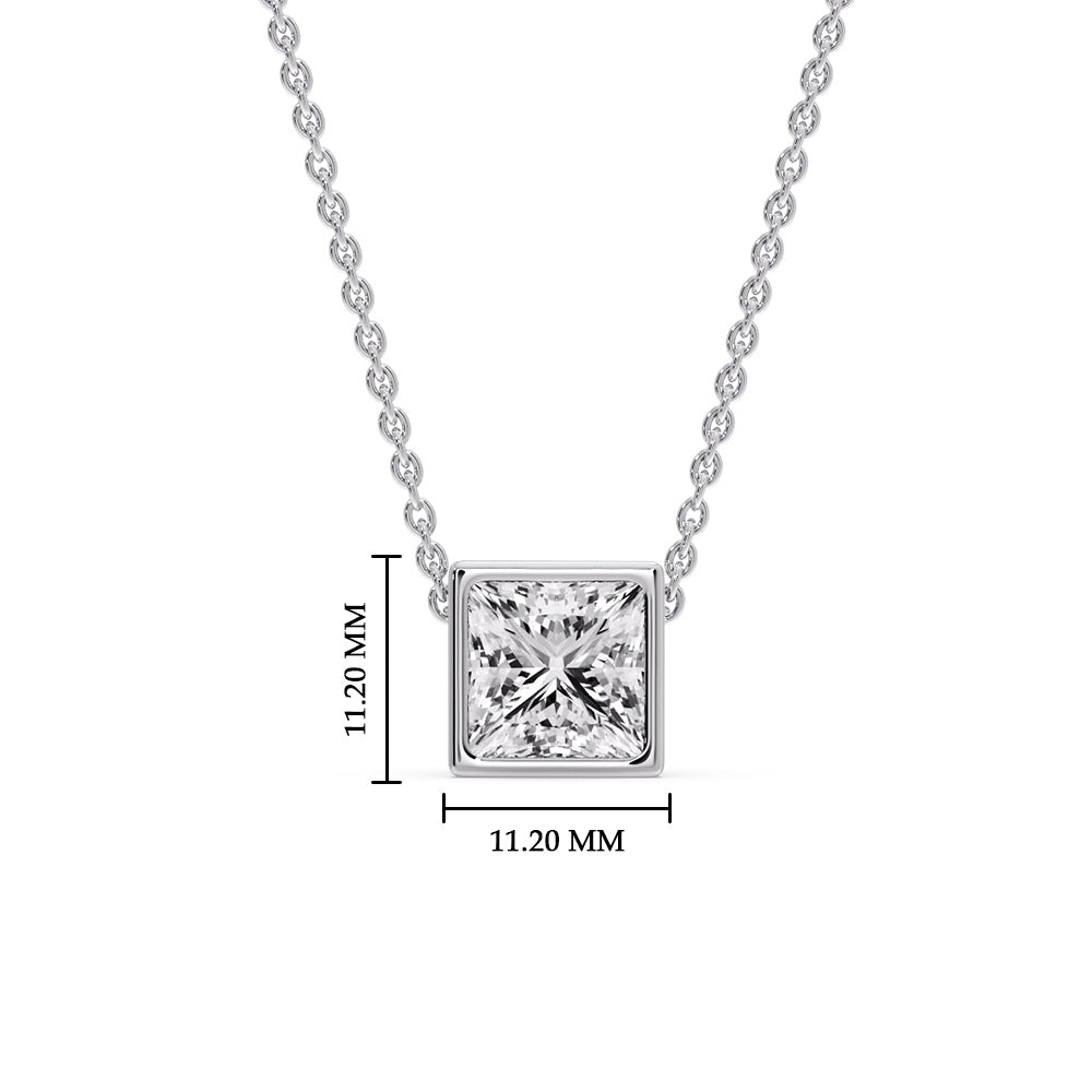 Princess Diamond Bezel Set Solitaire Pendant