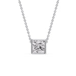 Load image into Gallery viewer, Princess Diamond Bezel Set Solitaire Pendant
