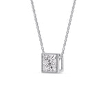 Load image into Gallery viewer, Princess Diamond Bezel Set Solitaire Pendant
